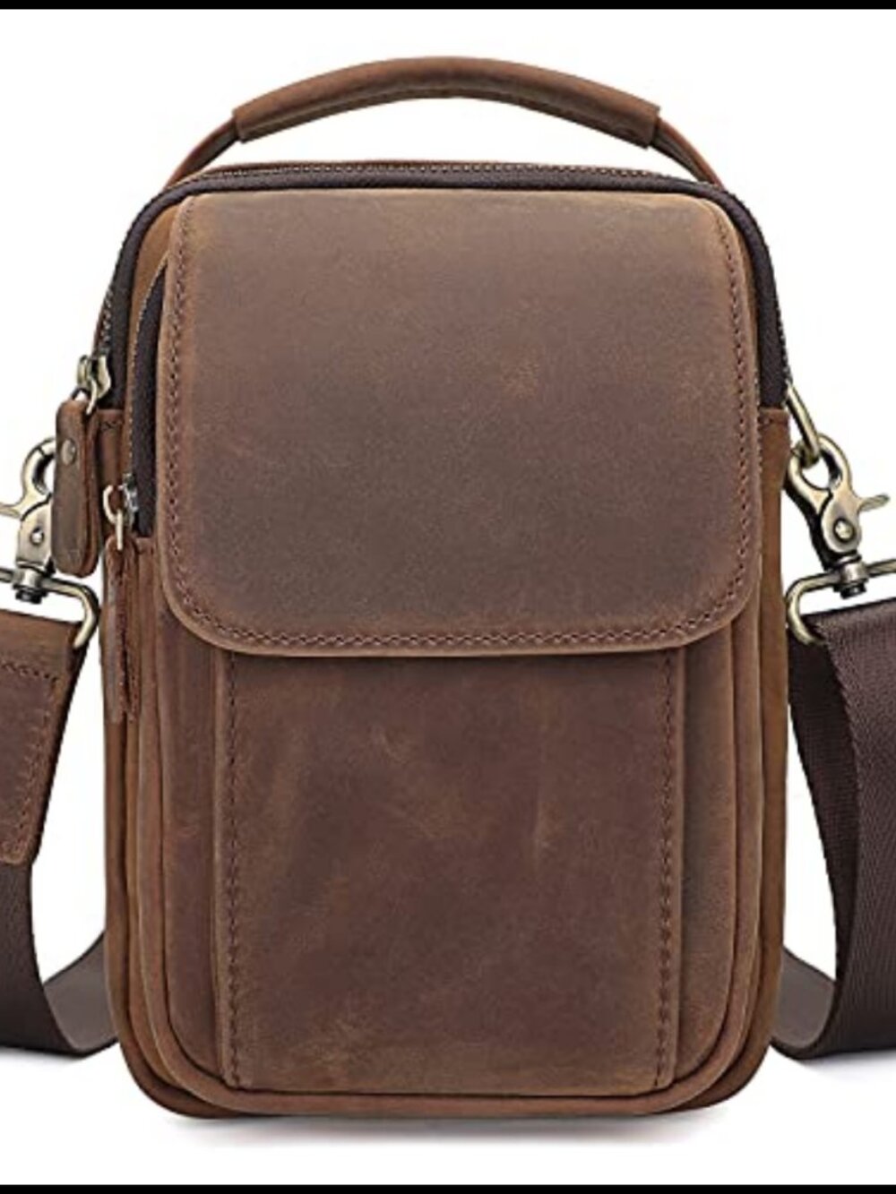 Genuine Leather Small Messenger Bag Crossbody Purse for Men